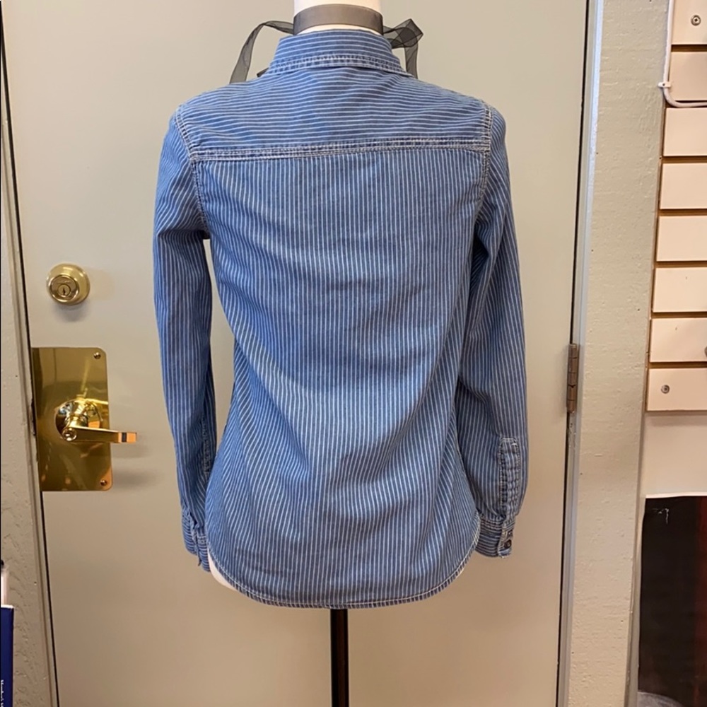 Seven 7 Striped Denim Shirt - Size Small - Picture 2 of 11